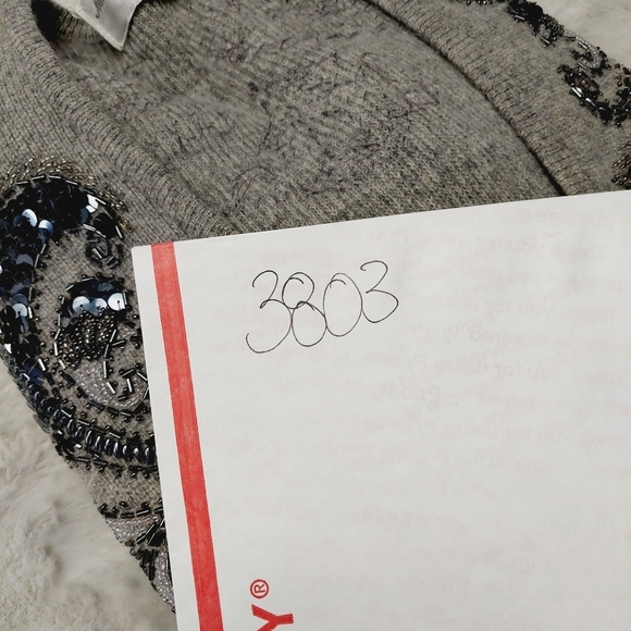Marisa Christina Gray Wool Knit Sequin Long Sleeve Button Front Cardigan P3803 - Picture 10 of 10